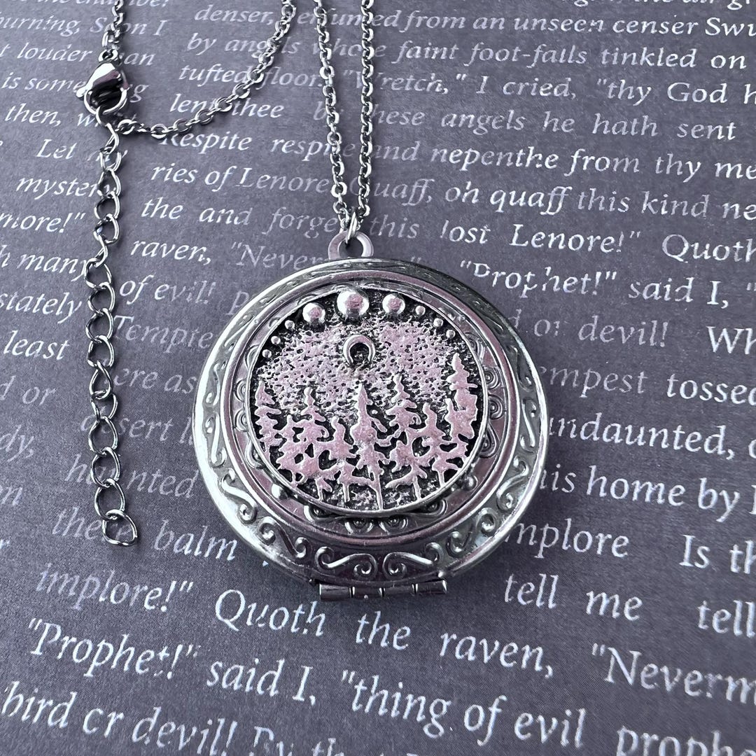 Custom Phases of the Moon Forest Trees Photo Locket Stainless Steel ...