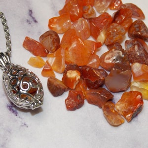 Carnelian Stone Locket Necklace Classic Elegant Design Minimalist Jewelry Gift Box