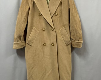 Max Mara double breasted camel beige overcoat size france 38 made in italy