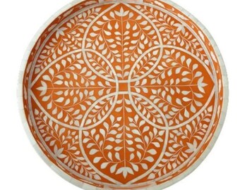 Handmade Mop Inlay Round Tray Furniture.