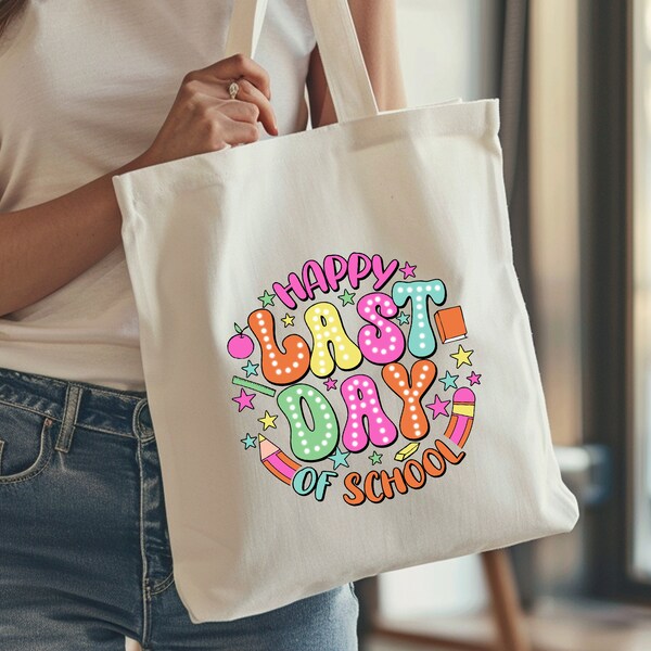 Last Day of School Promotional Tote Bag, Celebrate Academic Achievements, Perfect for Teachers and Students, Eco-Friendly Canvas