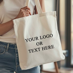 Custom Tote Bags with Your Logo or Text, Personalized Business or Promotional Use, Durable Canvas, Perfect for Corporate Events, Trade Shows