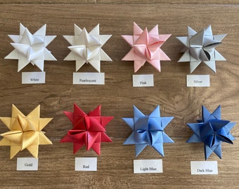 12 4-inch Moravian Paper Star Christmas Ornaments - Comes with 1/16th inch hole punch with clear thread hanger