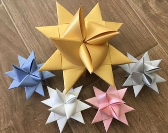 6 2-inch Moravian Paper Star Christmas Ornaments - Comes with 1/16th inch hole punch with clear thread hanger