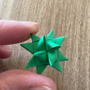 St Patricks Day Green Stars 12 MINIATURE 1 inch Moravian Paper Star Ornaments Does not come with hanger due to miniature size image 2