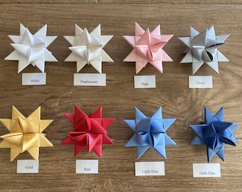 12 2-inch Moravian Paper Star Christmas Ornaments - Comes with 1/16th inch hole punch with clear thread hanger