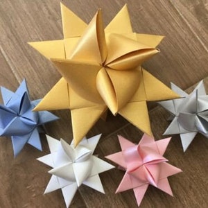 24 2-inch Moravian Paper Star Christmas Ornaments Comes with 1/16th inch hole punch with clear thread hanger image 2