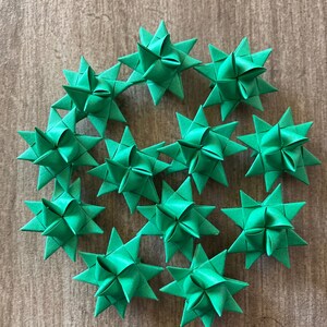 St Patricks Day Green Stars 12 MINIATURE 1 inch Moravian Paper Star Ornaments Does not come with hanger due to miniature size image 1