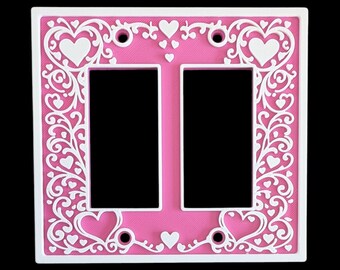 Heart Collection - Square Light Switch Cover - Outlet Cover - Decora Rocker GFCI - 2 Gang