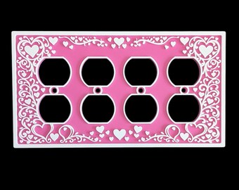 Heart Collection - Standard Outlet Cover - 4 Gang