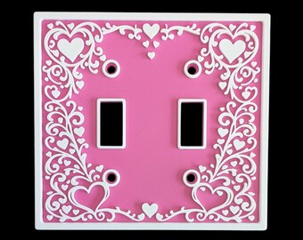 Heart Collection - Double Light Switch Cover - Standard Toggle - 2 Gang