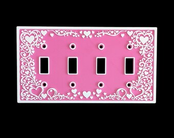 Heart Collection - Light Switch Cover - Standard Toggle - 4 Gang