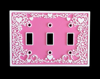 Heart Collection - Light Switch Cover - Standard Toggle - 3 Gang