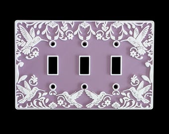 Hummingbird Collection - Triple Light Switch Cover - Standard Toggle - 3 Gang