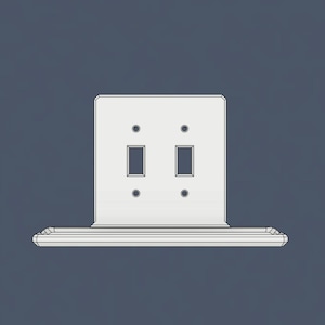 May include: White double light switch plate with two rectangular toggle switches and a white plastic cover plate.