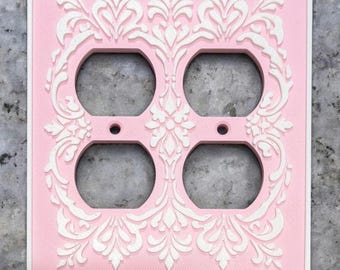 Vintage Style Decorative Outlet Cover – Custom Colors - Duplex 2 Gang Outlet - Retro, Shabby Chic, Victorian, Floral, Unique, Home Decor
