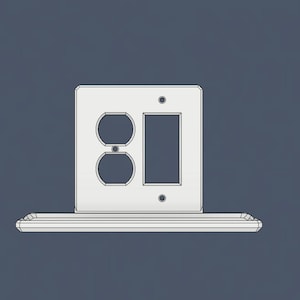 May include: White electrical outlet and light switch combo plate with a single outlet and a single switch. The plate is mounted on a wall with a white trim.