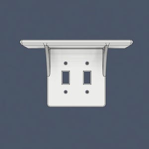 May include: White double light switch with a shelf above it.