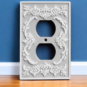 Vintage Style Decorative Outlet Cover – Custom Colors – 1 Gang Duplex Outlet – Retro Shabby Chic, Victorian, Floral, Unique Home Accent