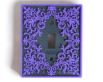 Victorian Scroll Embossed Light Switch Cover - Custom Colors - Single 1 Gang Toggle - Elegant, Filigree, Decorative, Vintage Home Decor Chic
