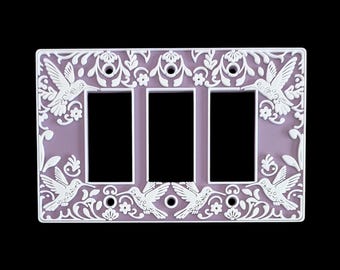 Hummingbird Collection - Square Light Switch Cover - Outlet Cover - Decora Rocker GFCI - 3 Gang