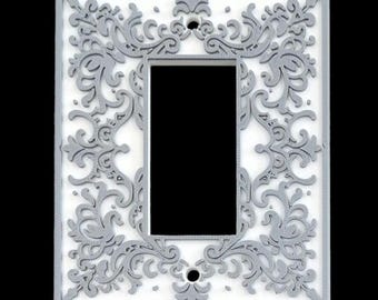 Victorian Scroll Filigree Light Switch Cover - Custom Colors - 1 Gang Rocker Decora - Elegant Lace, Shabby Chic, Vintage Accent Home Decor