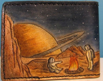 Leather Wallet- Space Fire Stories