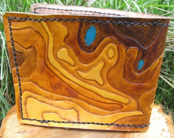 Longs Peak Colorado Topo Mountain Map - Leather Wallet -