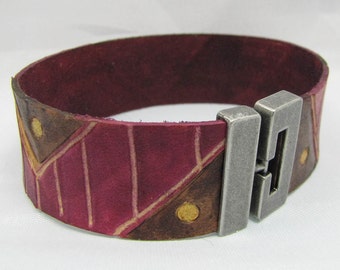 Leather Bracelet/Cuff - Mod Mountains