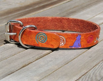 Leather Dog Collar - SW Petroglyph Rock Art