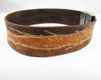 Leather Bracelet/Cuff - Tree Wire -