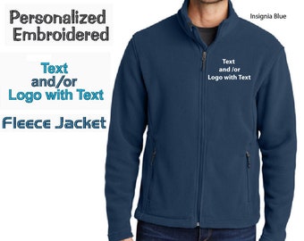 Personalized Embroidered Full Zip Fleece Jacket -  Personalized Text or Logo and Text Fleece Jacket.
