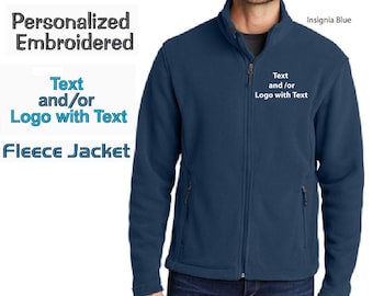 Personalized Embroidered Full Zip Fleece Jacket -  Personalized Text or Logo and Text Fleece Jacket.