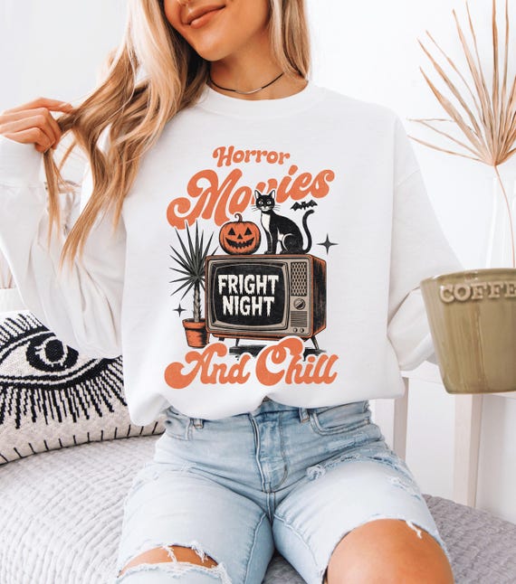 Horror Movies Chill Retro Halloween Sweatshirt Vintage Scary