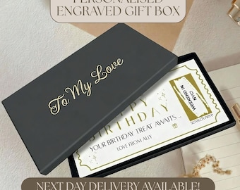 Birthday Scratch Card. Personalised Scratch to Reveal Gift, Custom Scratch to Reveal to Reveal Gift Ticket, Personalised Engraved Gift Box