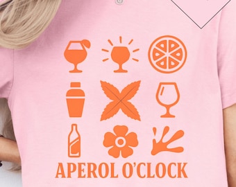 Camiseta Aperol O'Clock / Camiseta Aperol Spritz / Estampado Aperol Spritz / Estampado de cóctel / Camiseta con declaración de alcohol / Regalo de cóctel en el Reino Unido