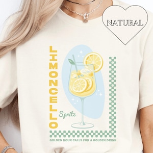Limoncello Cocktail T-Shirt – Boho Retro Lemon Graphic Tee – Summer Aperitif Shirt for Women – Italian Vibes Gift | Amalfi Coast Vibes
