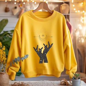 Mystic Moon Sweatshirt for Women | Spiritual Moon Sweater | Womens Boho Celestial Moon Sweatshirt | Womens Halloween Sweatshirt