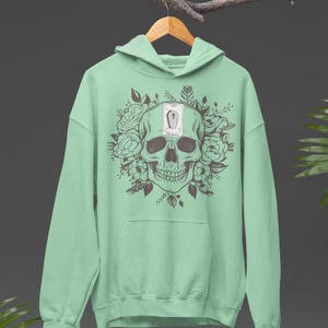 Sudadera con capucha de calavera de Halloween para mujer / Sudadera con capucha de calavera de Halloween para mujer Carta del tarot de la muerte / Sudadera con capucha de calavera de flores / Sudadera con capucha floral espeluznante para Halloween