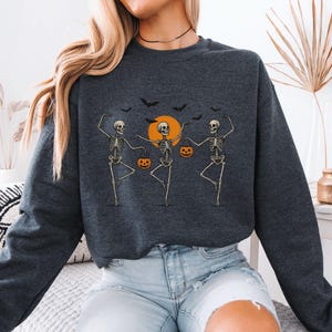 Dancing Skeletons Retro Halloween Sweatshirt – Cute Spooky Fall