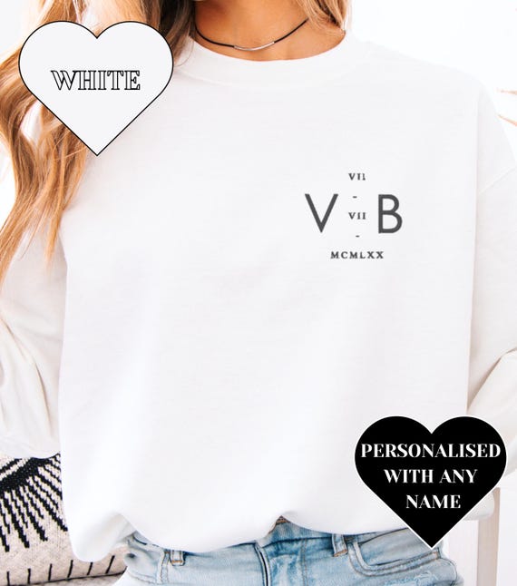 Sweat-shirt DOB minimaliste personnalisé avec initiales et