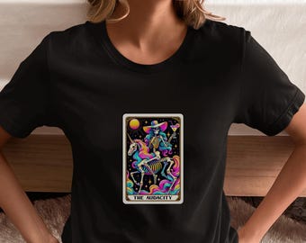 The Audacity, Tarot Card Tee, Neon Minimalistic Design, Spiritual Shirt, Unisex Graphic T-Shirt, Funny Tarot Top