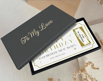 Birthday Scratch Card. Personalised Scratch to Reveal Gift, Custom Scratch to Reveal to Reveal Gift Ticket, Personalised Engraved Gift Box