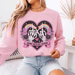 Vibing With My Demons Halloween Sweatshirt | Goth Emo Fall Sweater