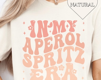 Aperol Spritz tijdperk uniseks jersey T-shirt, grappig drinkshirt, zomercocktail T-shirt, vintage geïnspireerd T-shirt, cadeau alcoholliefhebber