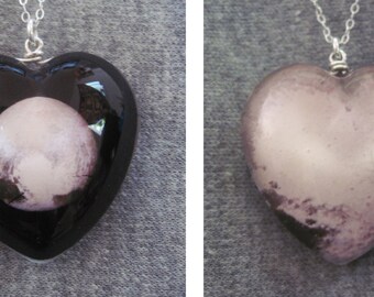 I Love Pluto Double Sided Heart Necklace, Sterling Silver