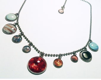 Stainless Steel Sun and planets necklace