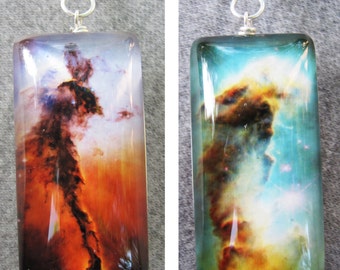 Double Sided Fairy and Pillar of Creation of the Eagle Nebula  Necklace, Hand-Made, Sterling Silver