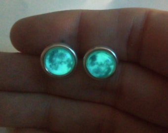 Once in a Blue Moon Stud Earrings, Glow in the Dark!