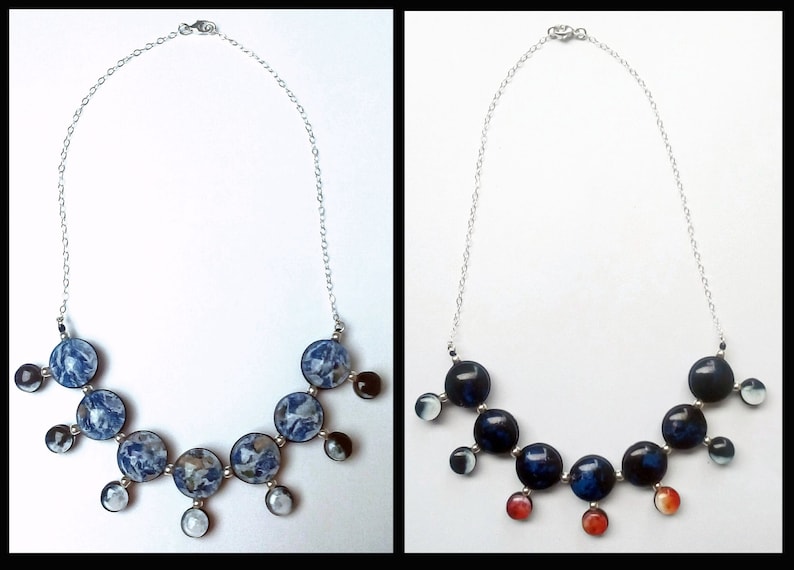 Day and Night Earth and Moon Necklace, Double Sided, Sterling Silver image 2